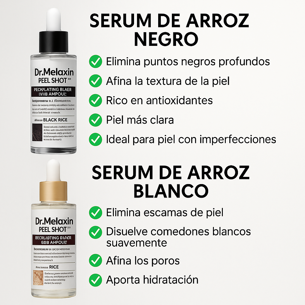 LLEVAS Combo (2) Dr Melaxin Ampolla 1 Rice Blanca & Ampolla 2 Negra 30mL