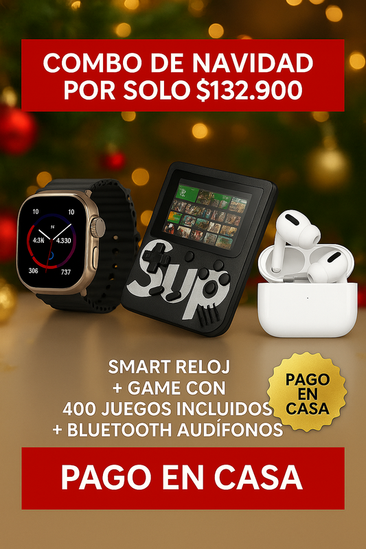 Combon NAVIDAD x3 SMART RELOJ, CONSOLA CON 400 JUEGOS Y AUDIFONOS BLUETOOTH