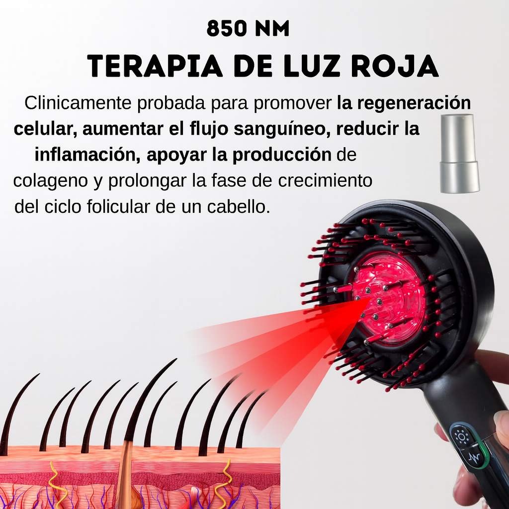 Cepillo Masajeador Capilar Con Luz Roja